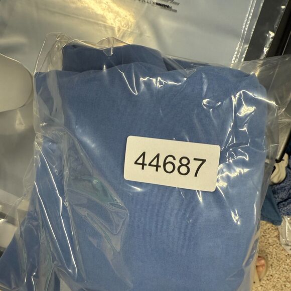 Solitude Shirt Men M Medium Blue Button Up Collared Short Sleeve Pockets Rayon - Picture 7 of 7